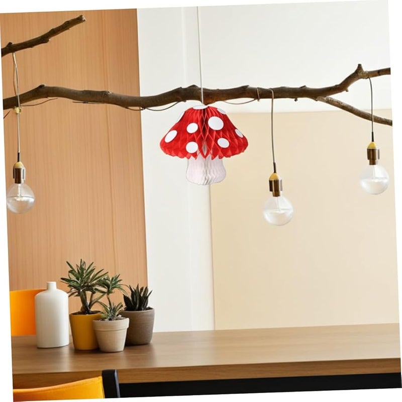 Mushroom Honeycomb Decorations Bright Tissue Paper Ornaments 20cm for Birthday Shower Wonderland Theme - Image 4